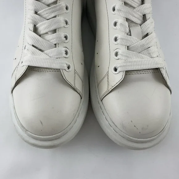 Alexander‎ McQueen Oversized Sneakers Men's White Leather Black Heel Size 43